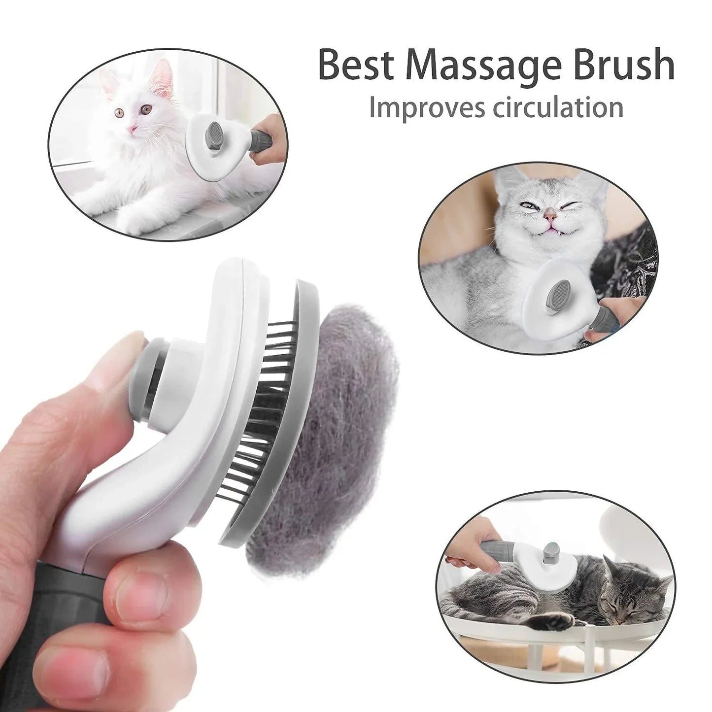 Self-Cleaning Pet Grooming Brush – Cat & Dog Deshedding Hair Remover Brush