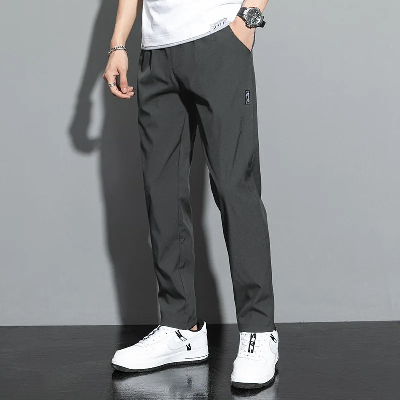 Men's Pants 2025 Summer New Black Gray Thin  Casual Pants Outdoor Elastic Breathable pants