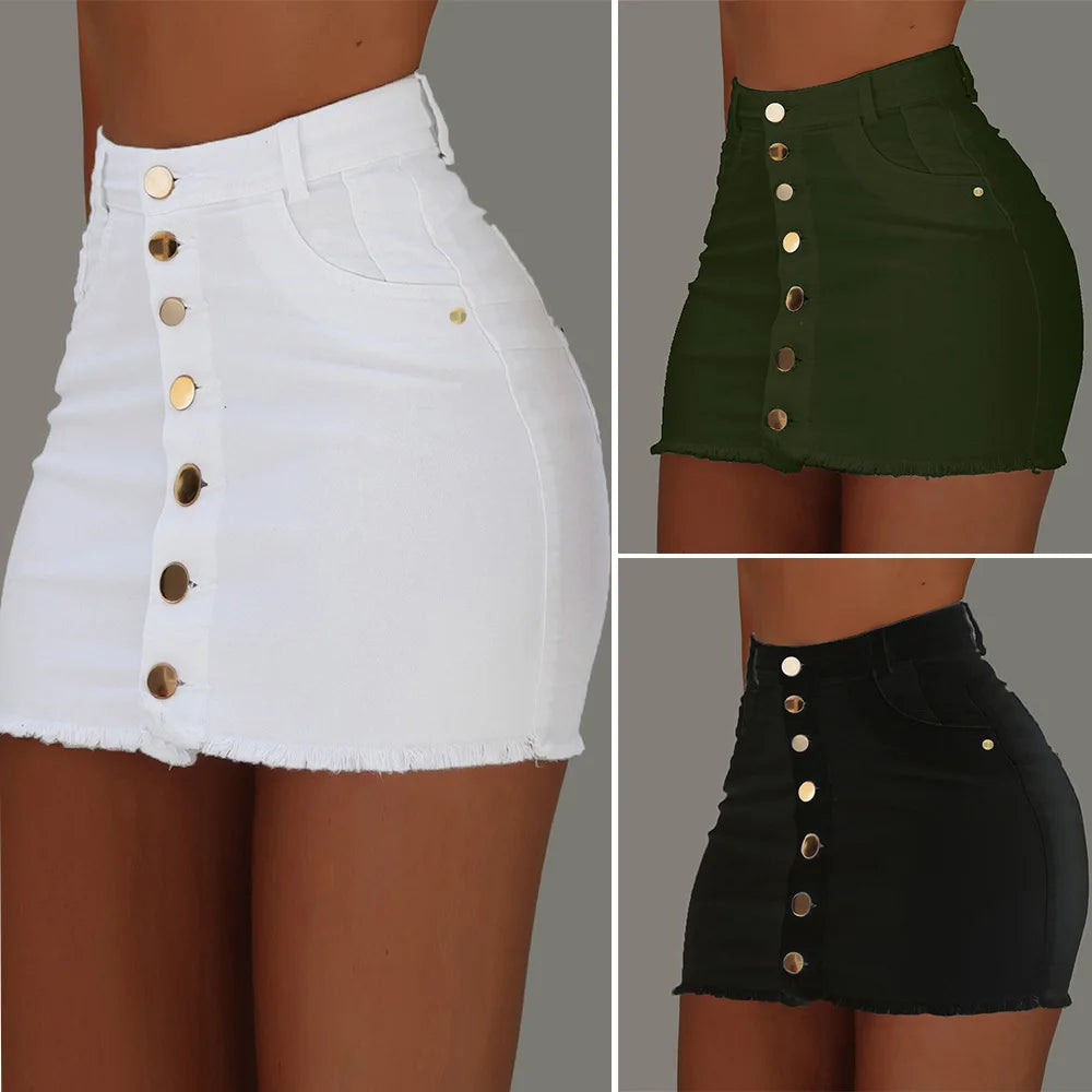 Women's Clothing Skirts 2025 new casual fashion high waist solid color hip hugging short skirt