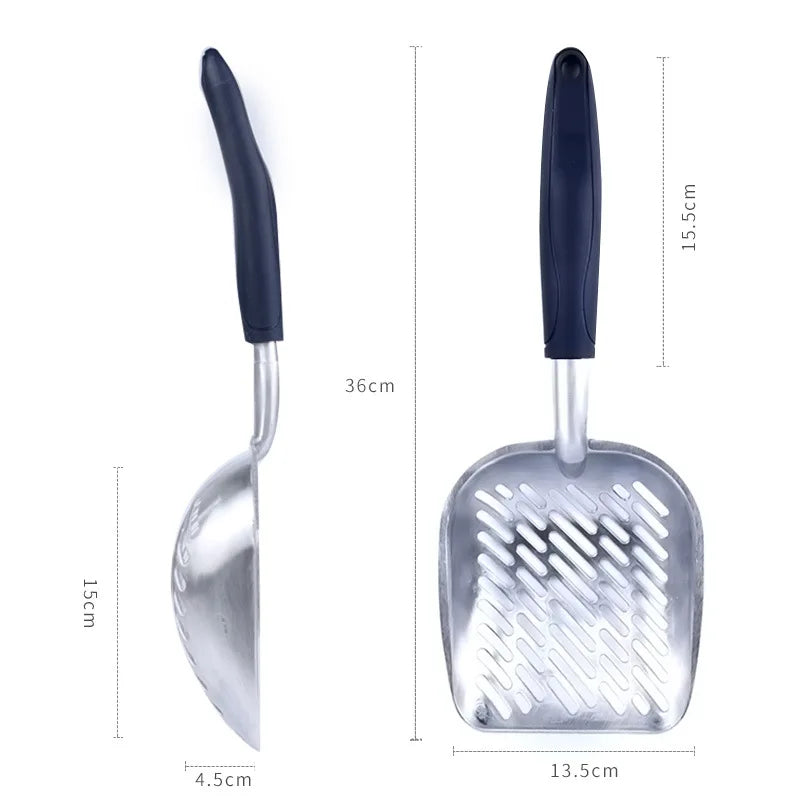 Heavy-Duty Metal Cat Litter Scoop – Deep Aluminum Litter Sifter with Ergonomic Handle