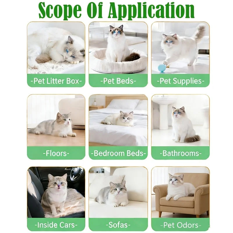 Cat Litter Deodorizing Spray – Multi-Purpose Odor Eliminator for Litter Boxes & Pet Areas