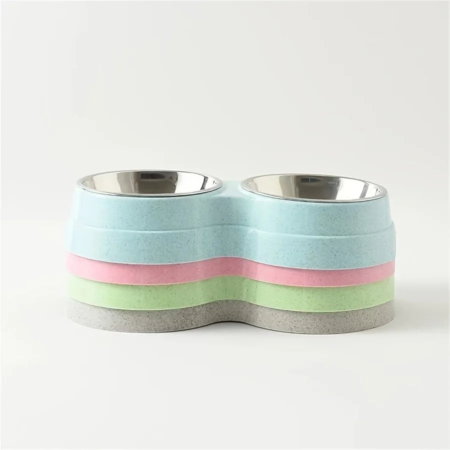 Stainless Steel Double Pet Bowls - Non-Skid Dual Food & Water Station