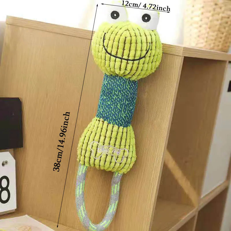 Corduroy Squeaky Dog Toy - Bite-Resistant Animal-Shaped Training Lead