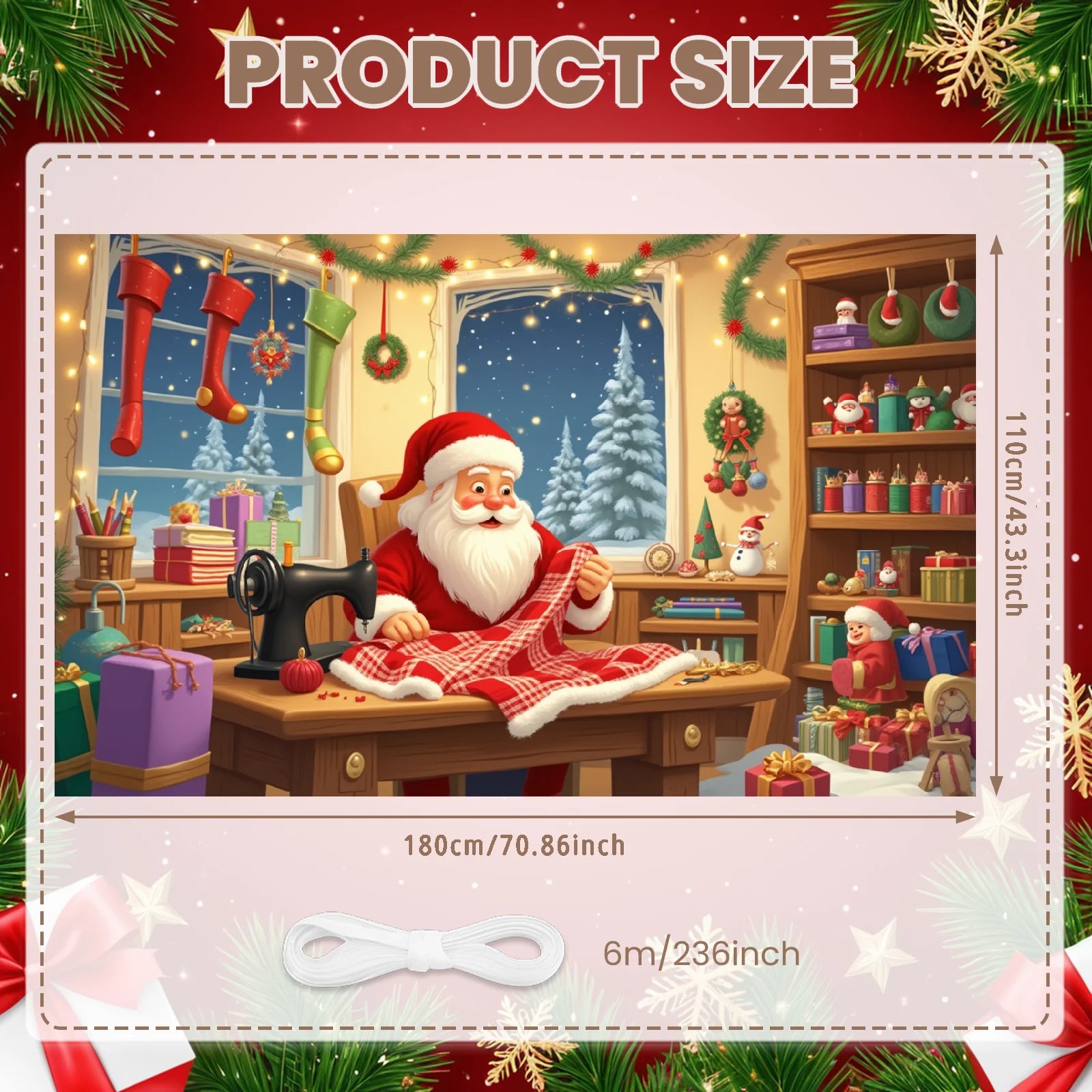 Merry Christmas Santa Decoration Festive Banner Polyester Snowy Scene Winter Holiday for Christmas Party Decor Seasonal Celebrat