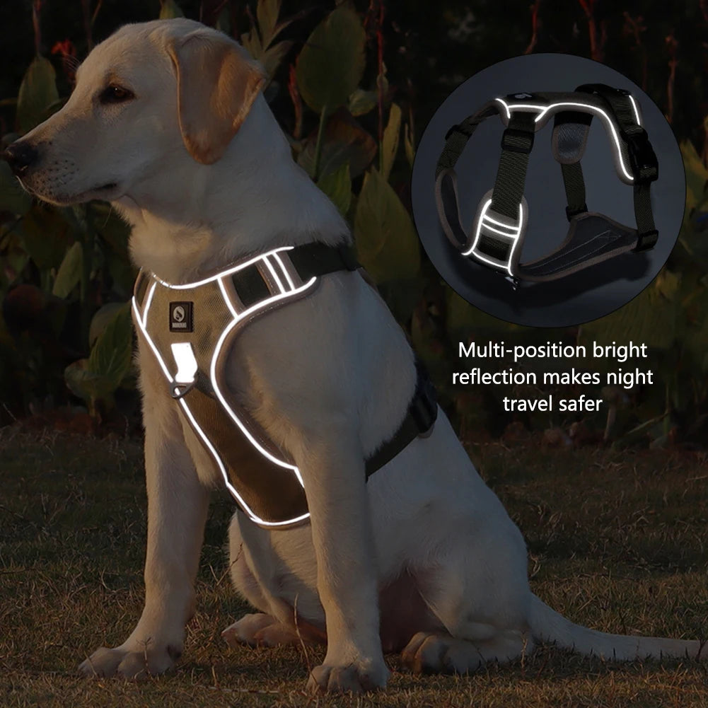 Heavy-Duty Oxford Dog Harness: Reflective Training Vest for Medium & Large Breeds