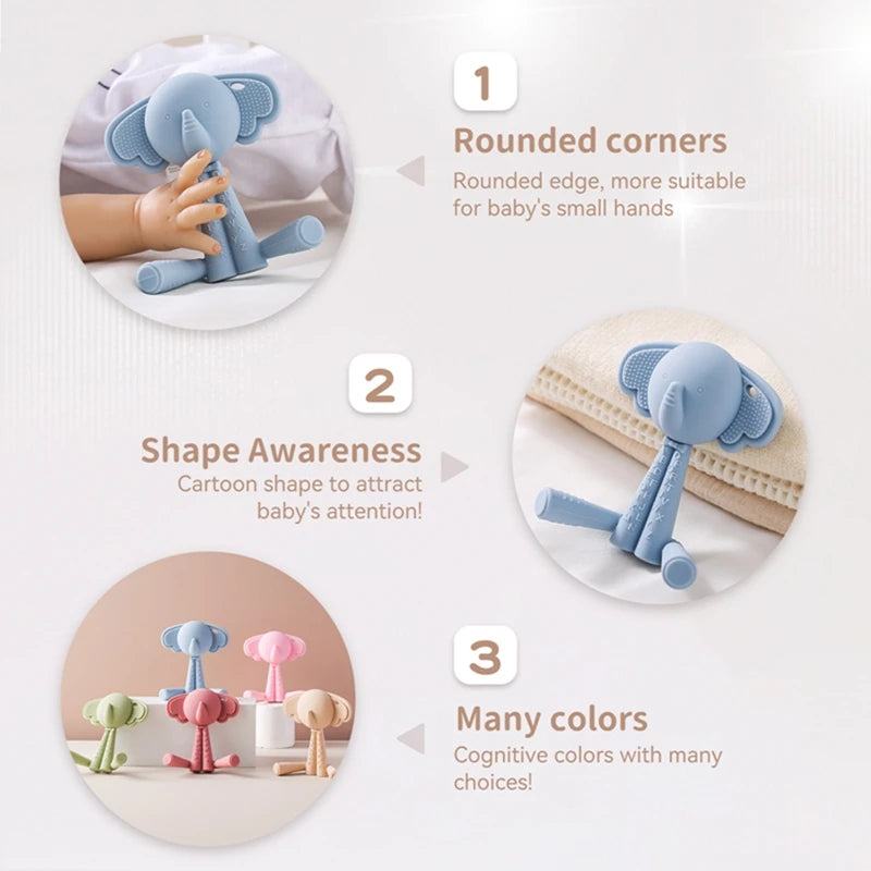 Baby BPA Free Silicone Teether Toys Infant Cartoon Bear Teething Silicone Dental Care Gums Hand Molar Stick for Baby Product - PULSE MART