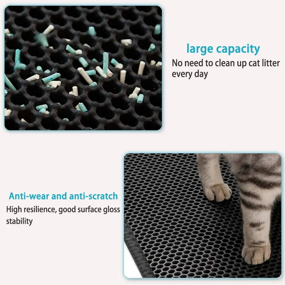 Double-Layer Waterproof Cat Litter Mat – Non-Slip Washable Trapping Pad