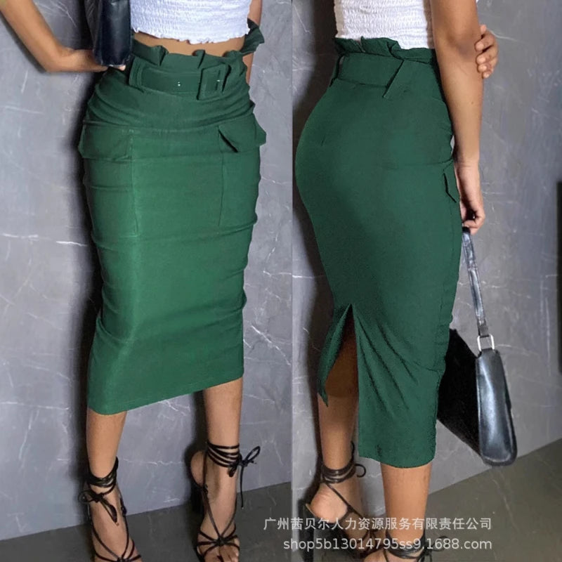 Skirts Mid Length Skirt Women Slim Fit Casual High Waist Bodycon Y2k Streetwear