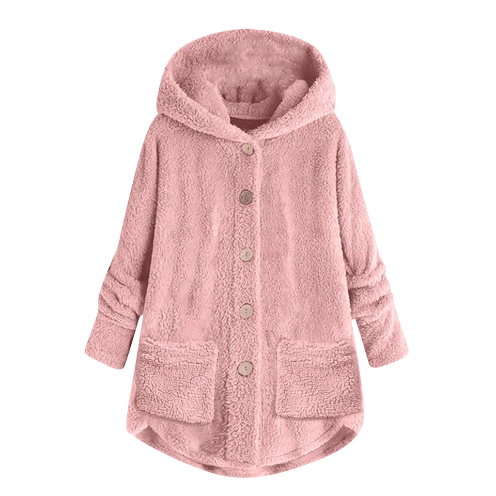 Women’s Winter Plush Coat – Cute Cat Ear Warm Jacket with Pockets - PULSE MART