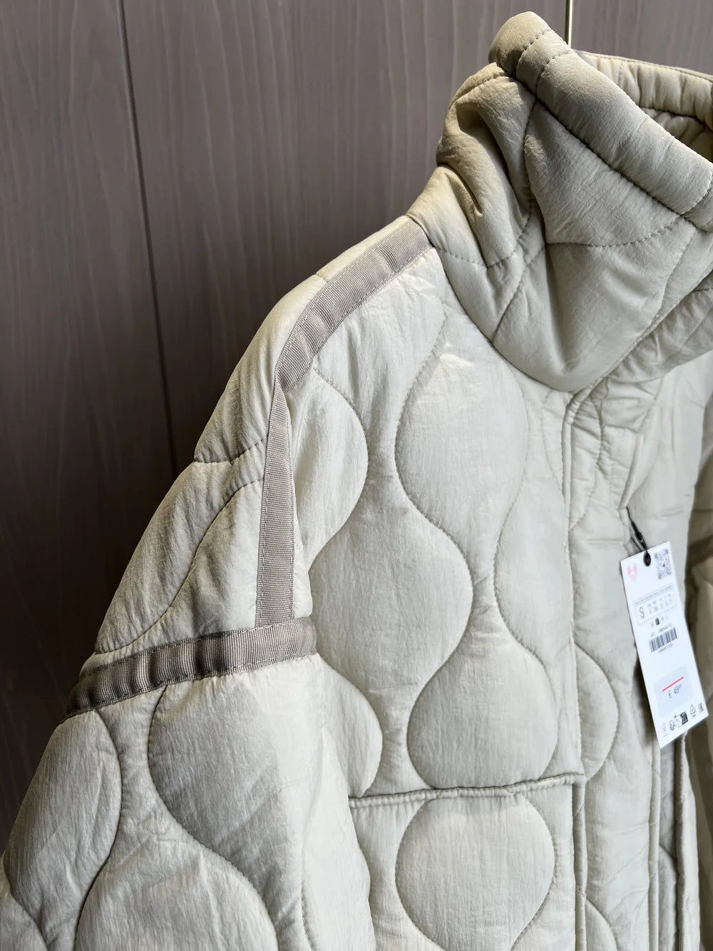 ETJ 2024 Quilted Jacket with Ties – Women’s Beige Cotton Coat - PULSE MART