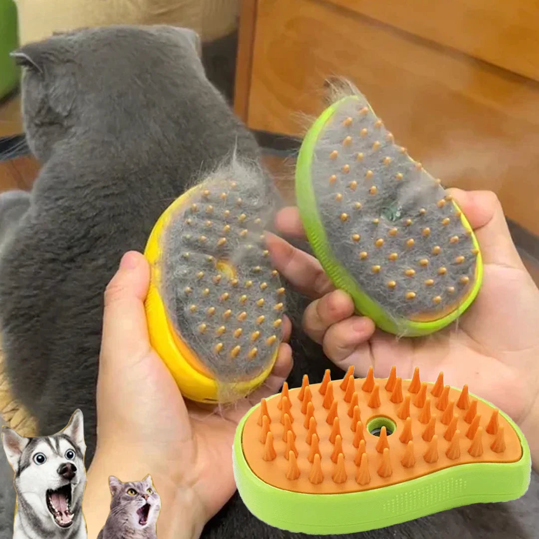 3-in-1 Electric Pet Steam Brush – Cat & Dog Grooming Brush with Spray & Massage Comb