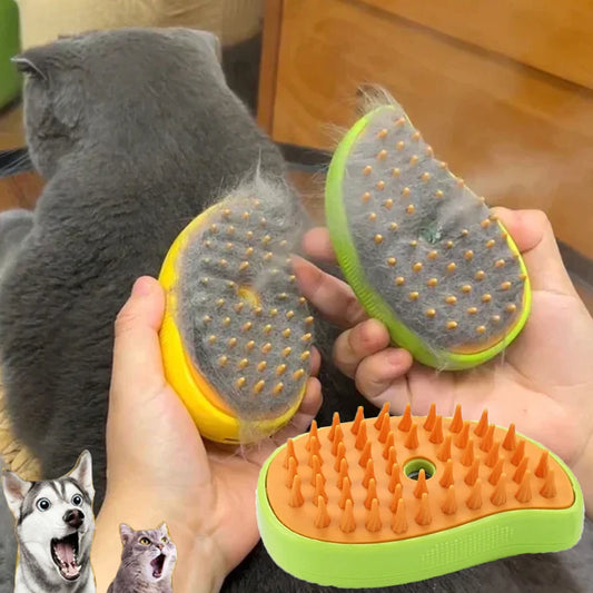 3-in-1 Electric Pet Steam Brush – Cat & Dog Grooming Brush with Spray & Massage Comb
