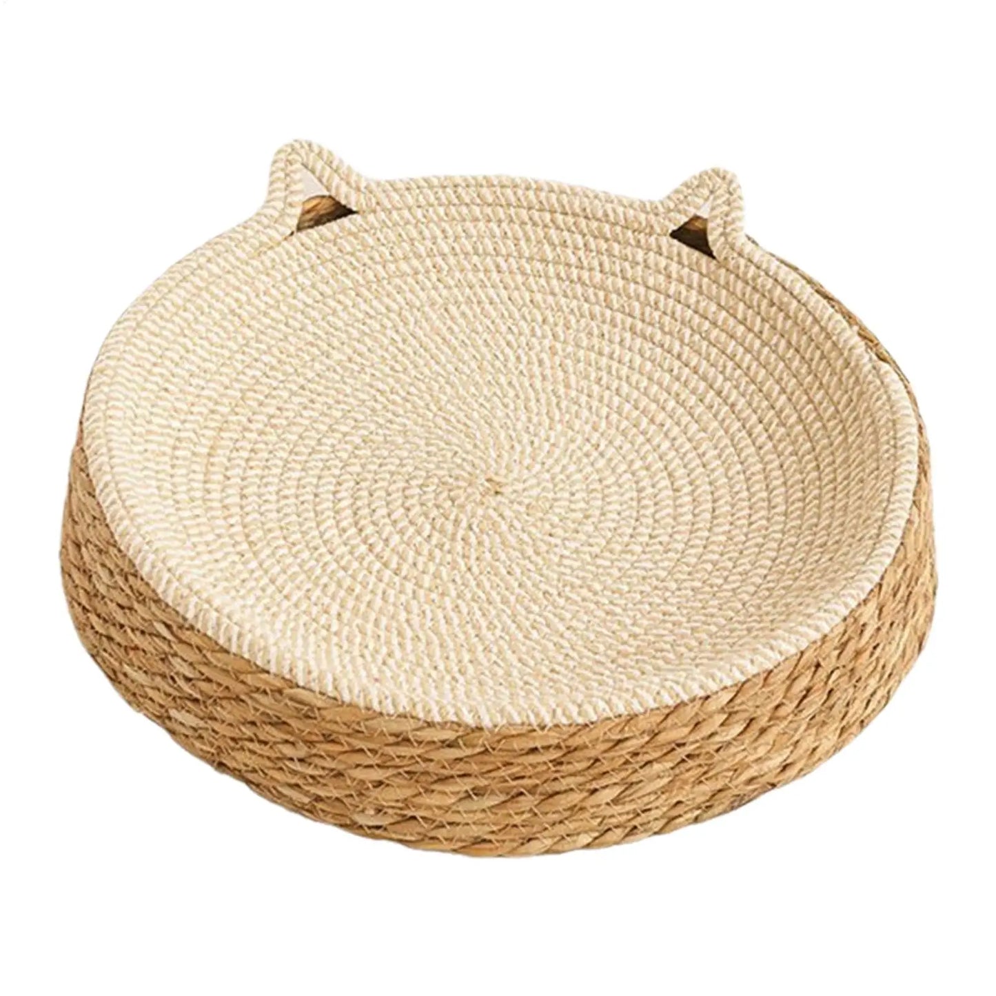 Natural Rattan Woven Cat Bed Sofa – Wear-Resistant Scratch Board Lounge