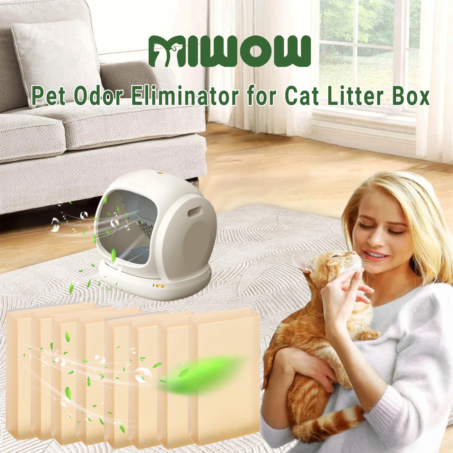 Cat Litter Deodorizer Replacement – Odor Control Refill for PETKIT, Meowant & UBPET Self-Cleaning Litter Boxes