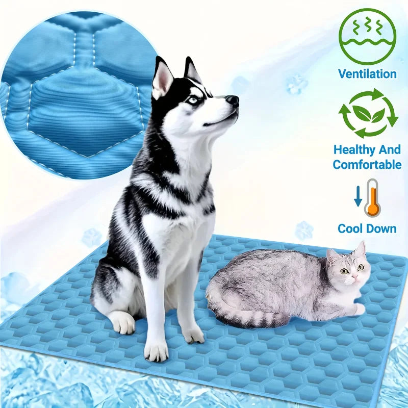 Ice Silk Dog Cooling Mat, Washable & Portable Summer Pet Sleeping Pad
