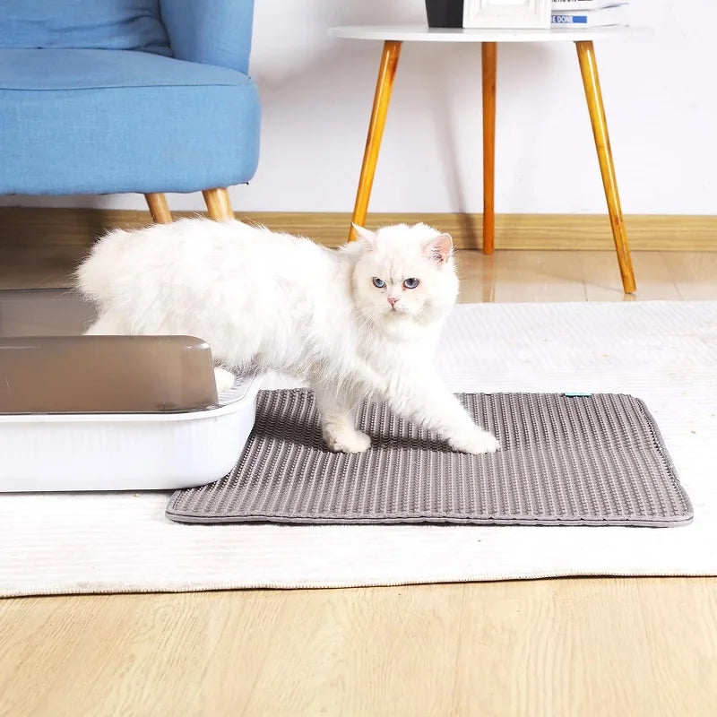 Waterproof Double-Layer Cat Litter Mat – Foldable Urine-Proof Litter Trapping Carpet for Cats
