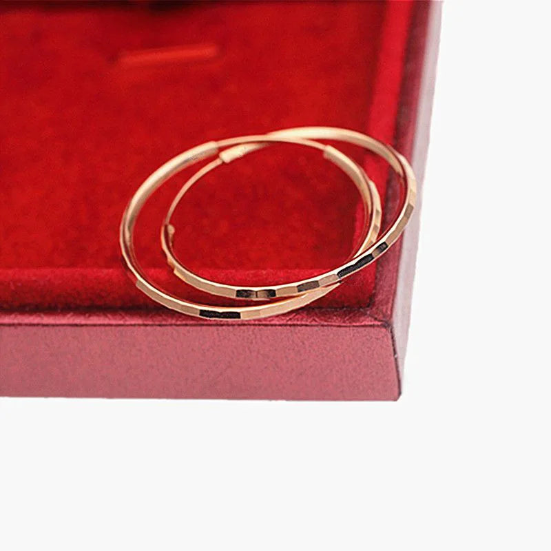 585 Purple Gold Faceted Shiny Ear Rings for Women New in Plated 14K Rose Gold c