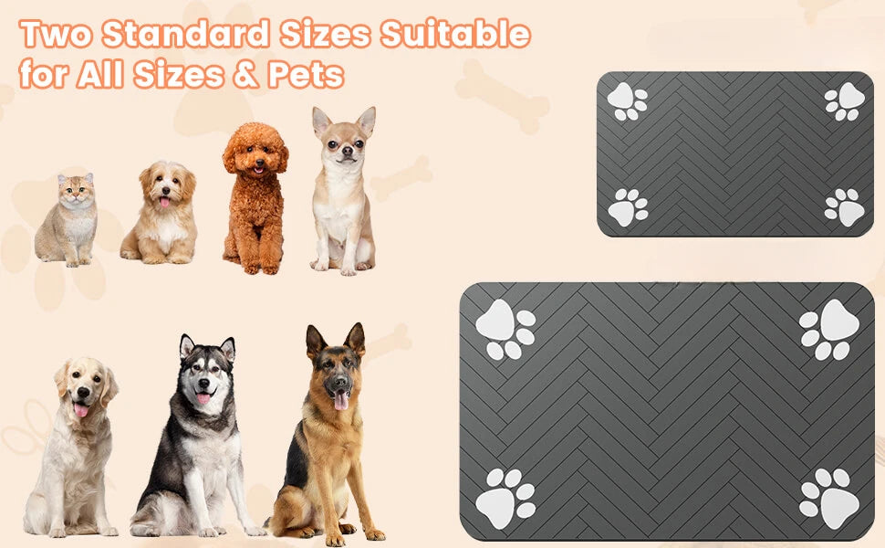 Waterproof Pet Feeding Mat, Absorbent Rubber-Backed Quick-Dry Placemat