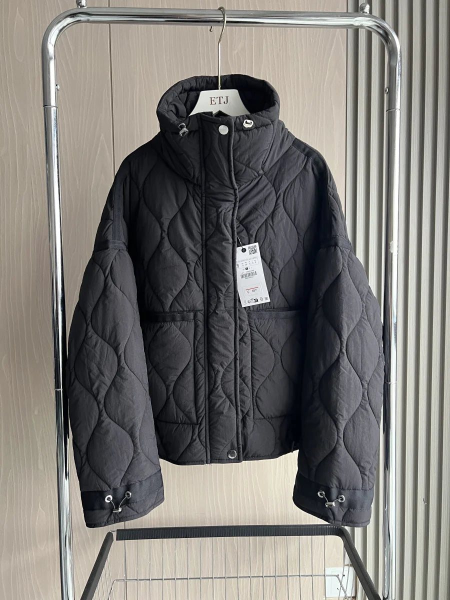 ETJ 2024 Quilted Jacket with Ties – Women’s Beige Cotton Coat - PULSE MART