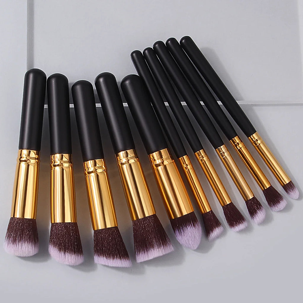 10-Piece Mini Makeup Brush Set - Essential Face Makeup Tools for Women - PULSE MART