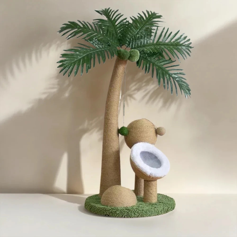 Coconut Tree Cat Scratching Post - Interactive Natural Sisal Rope Pole