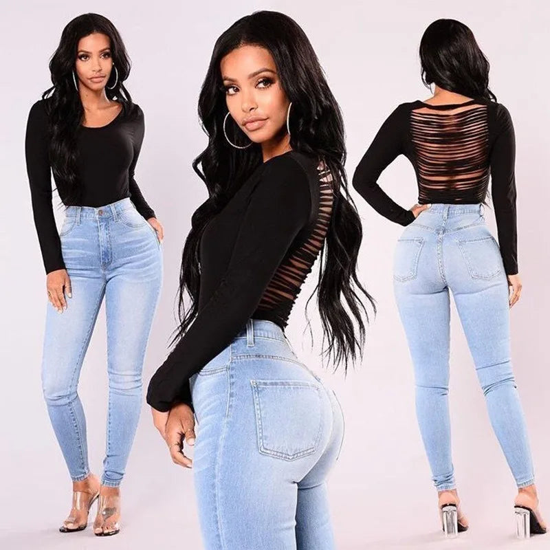 Women’s High Waist Skinny Jeans – Stretch Denim Push Up Pants