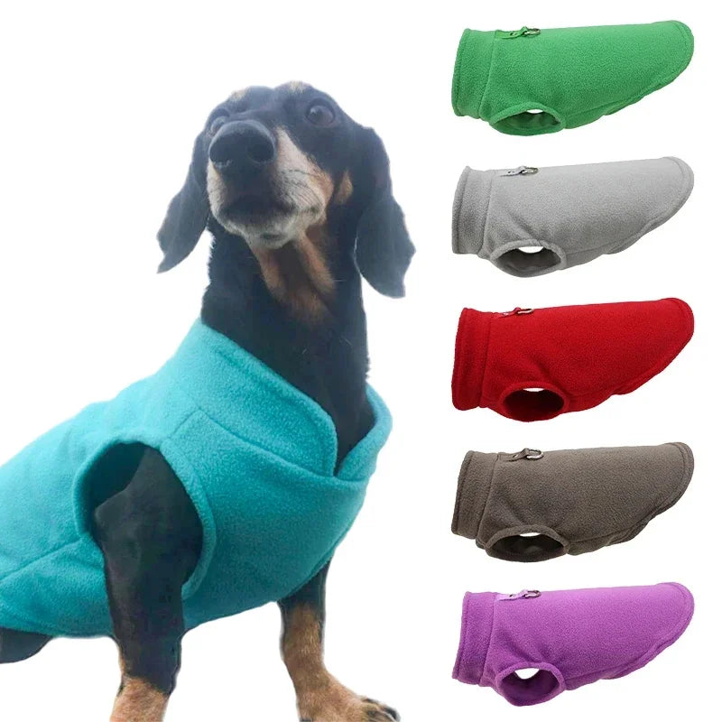 Winter Fleece Dog Jacket with Harness D-Ring - Warm Step-In Vest for Small Dogs