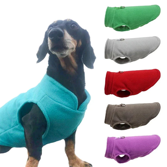 Winter Fleece Dog Jacket with Harness D-Ring - Warm Step-In Vest for Small Dogs