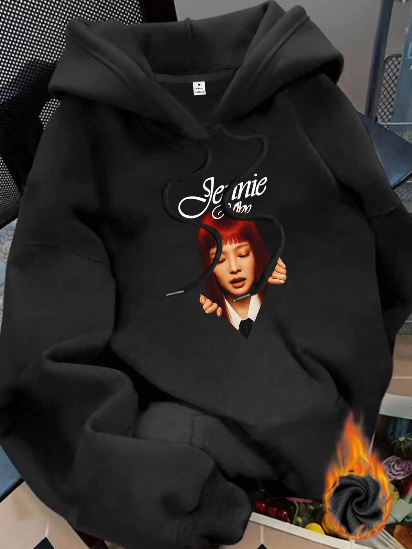 Ladies portrait Fashionable women's hoodie with printed sweatshirt ladies'