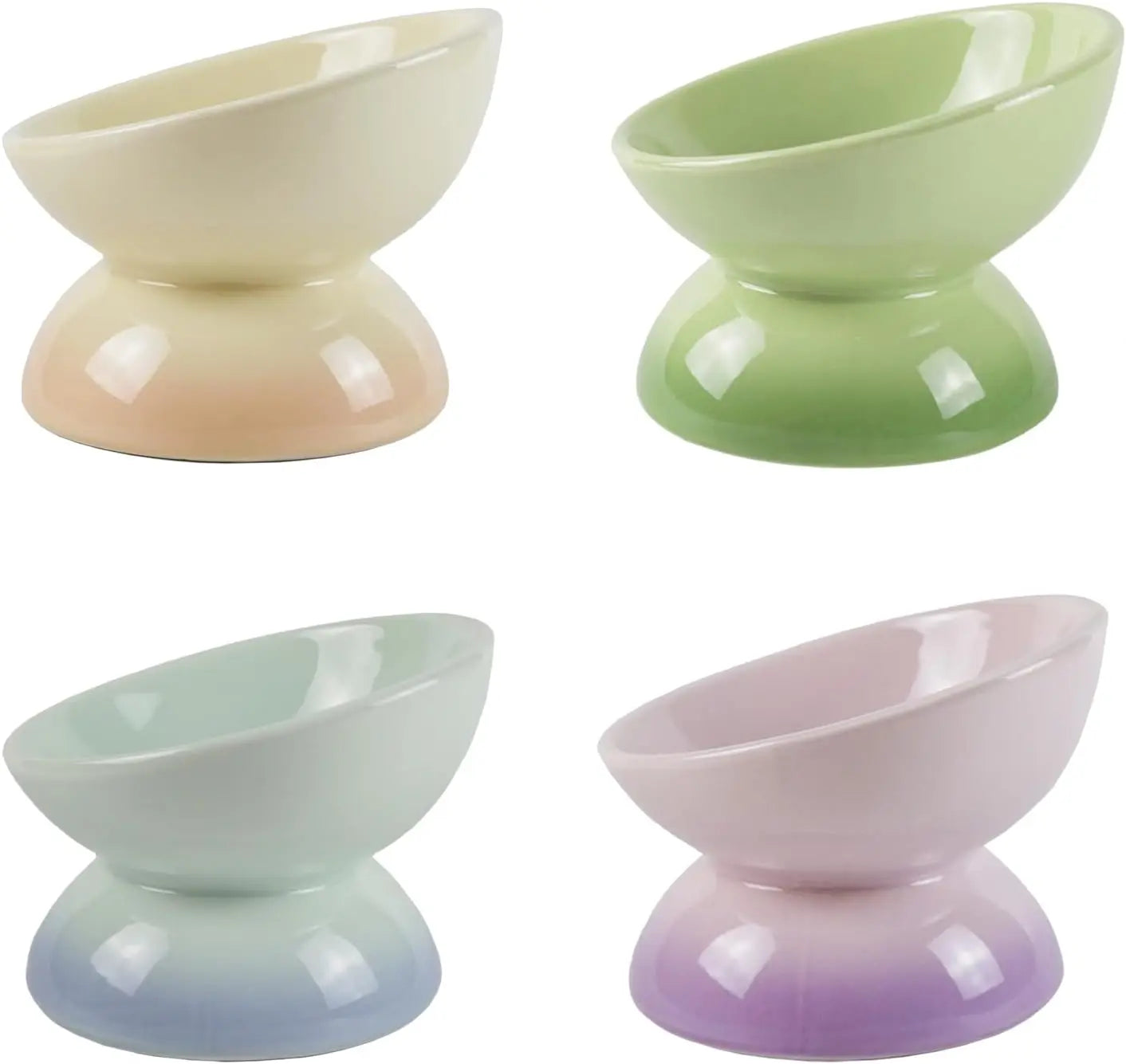 Ceramic Elevated Cat Bowl – Tilted Food & Water Bowl, Dishwasher & Microwave Safe