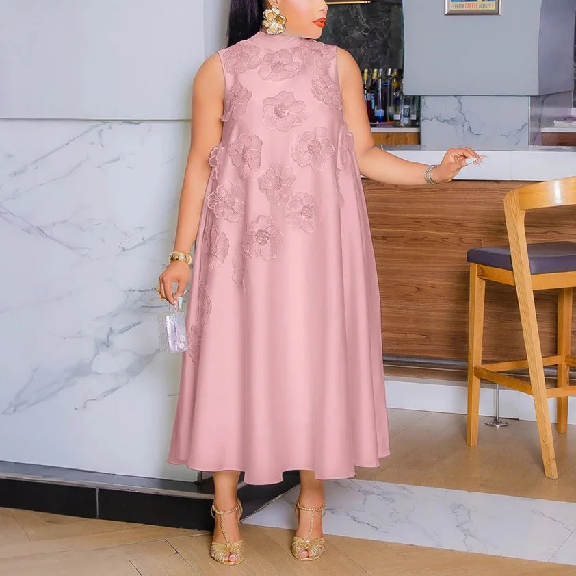 Women’s Elegant Birthday Party Dress 2025 – Sleeveless O-Neck