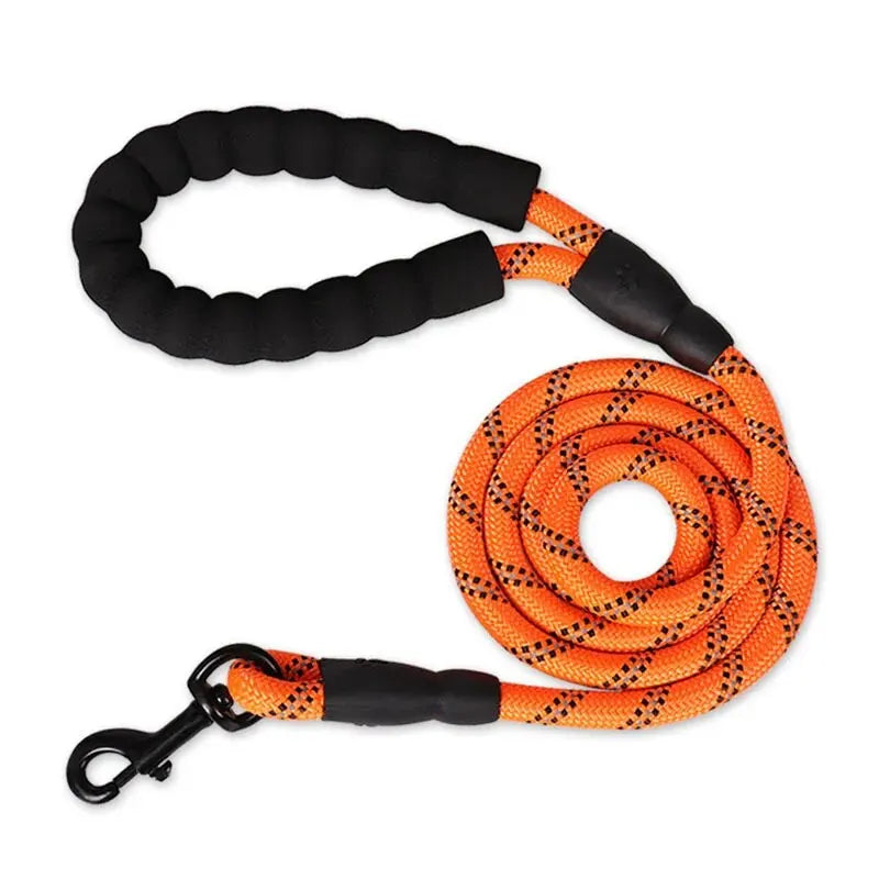 Double Handle Reflective Dog Leash - Heavy Duty Padded Lead for Strong Dogs