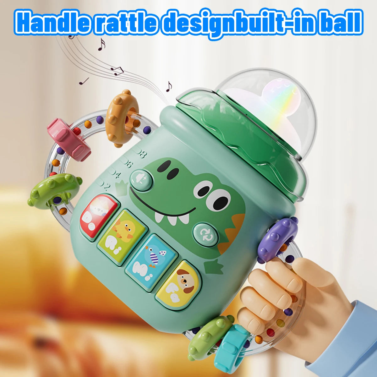 Baby Musical Feeding Bottle Pacifier For 6M+ Newborn Soft Teether Rattles Educational Toy Mobile Soothing Vocal Music Toys - PULSE MART