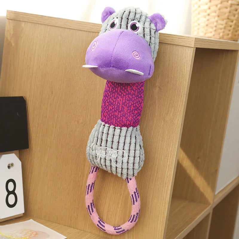 Corduroy Squeaky Dog Toy - Bite-Resistant Animal-Shaped Training Lead