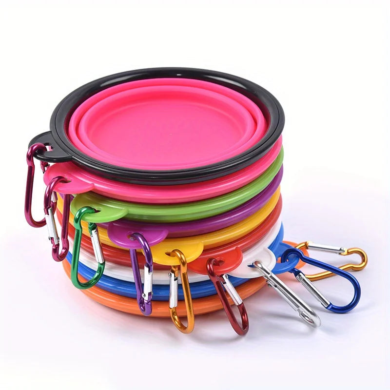 Collapsible Travel Dog Bowl with Lip - Portable Silicone Food & Water Dish