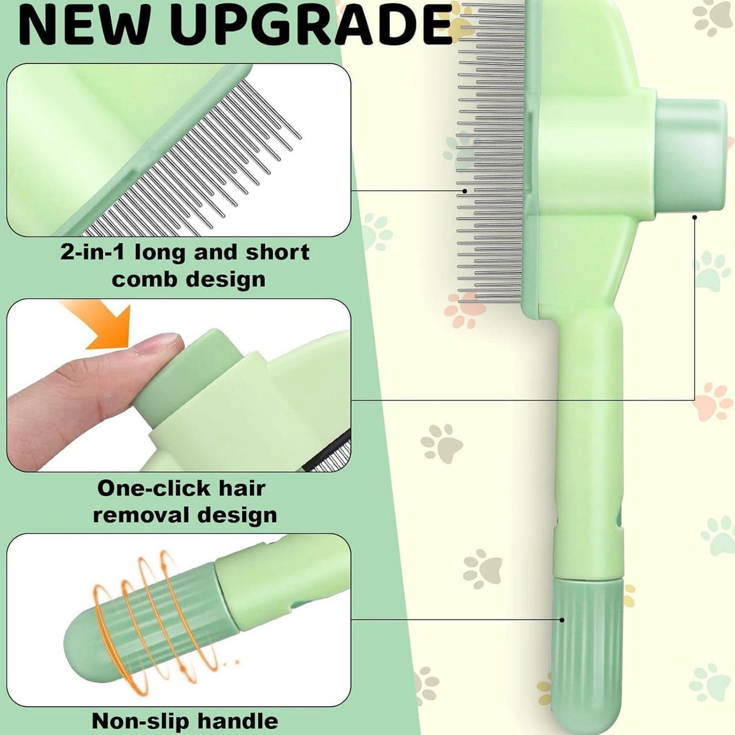 Self-Cleaning Dog Grooming Comb - Long Hair Pet Deshedding Brush