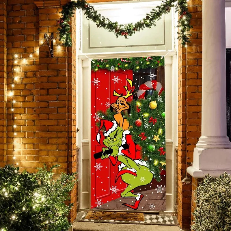 Green Christmas decorations door cover Christmas Christmas Christmas winter holiday home kitchen
