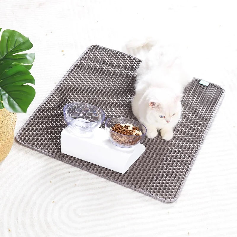 Waterproof Double-Layer Cat Litter Mat – Foldable Urine-Proof Litter Trapping Carpet for Cats