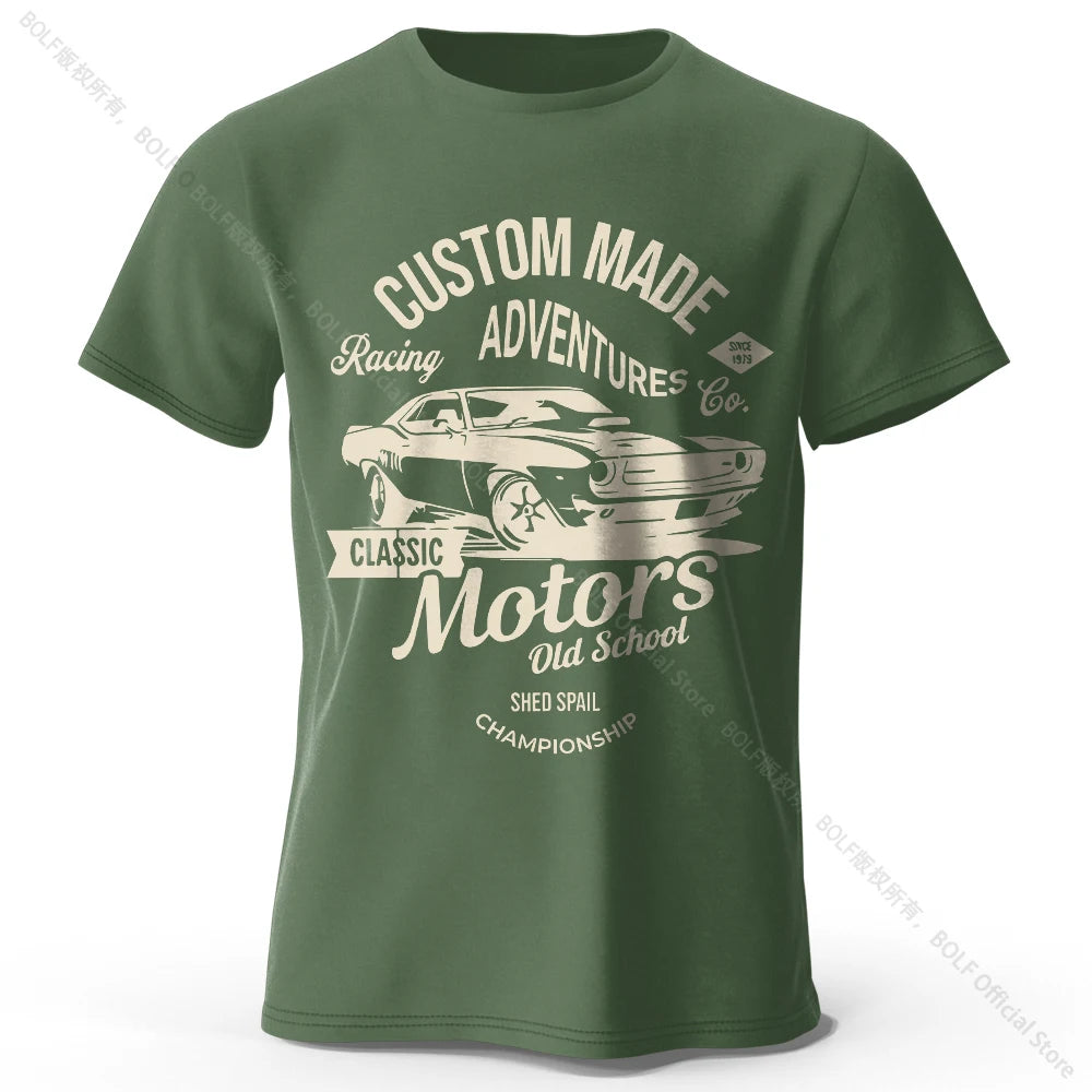 Men’s Motors Printed T-Shirt – 100% Cotton Oversized Vintage Graphic Tee for Men &amp; Women