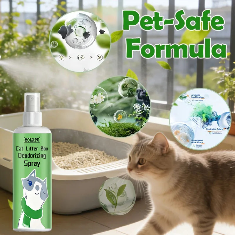 Cat Litter Deodorizing Spray – Multi-Purpose Odor Eliminator for Litter Boxes & Pet Areas