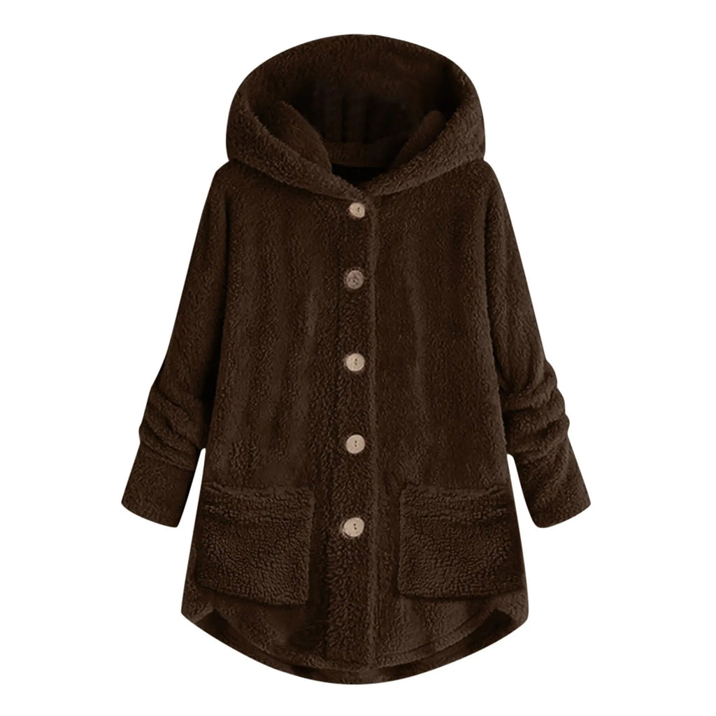 Women’s Winter Plush Coat – Cute Cat Ear Warm Jacket with Pockets - PULSE MART