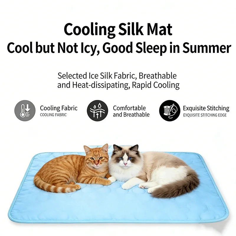 Summer Ice Silk Pet Cooling Mat Waterproof Dog Cat Sleeping Pad
