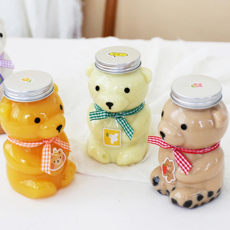 Disposable Drink Bottles Juice Storage Bottles Beverage Milk Tea Bottles Cute Bear Juice Drink Milk Tea Sealed Bottle - PULSE MART
