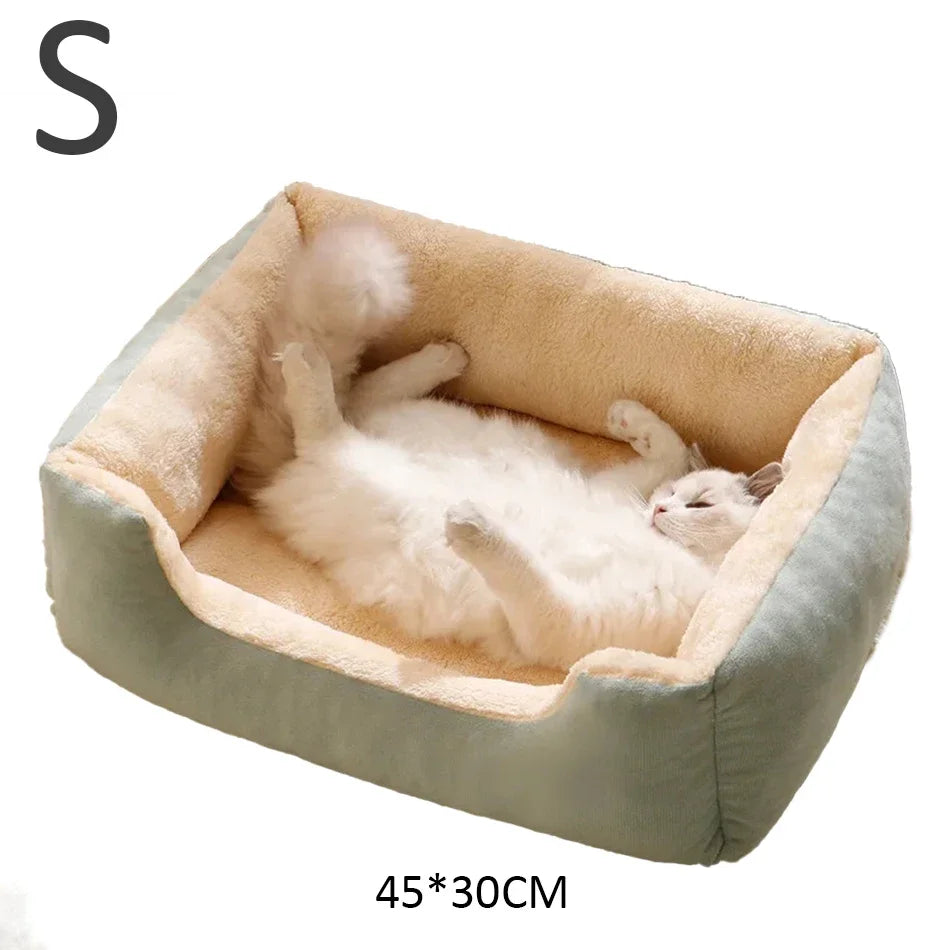 Plush Cat Bed Cushion Basket, Cozy Kitten House & Habitat