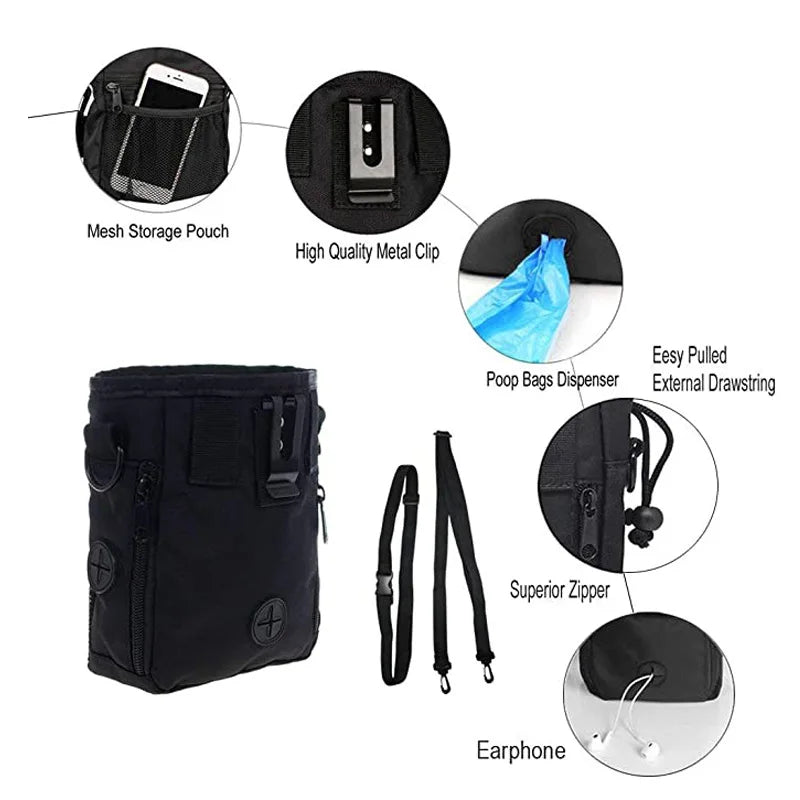 Dog Training Pouch Snack Carrier Outdoor Feeding Waist Bag Portable Foldable Pet Supplies Treat Holder Walking Adjustable Pack