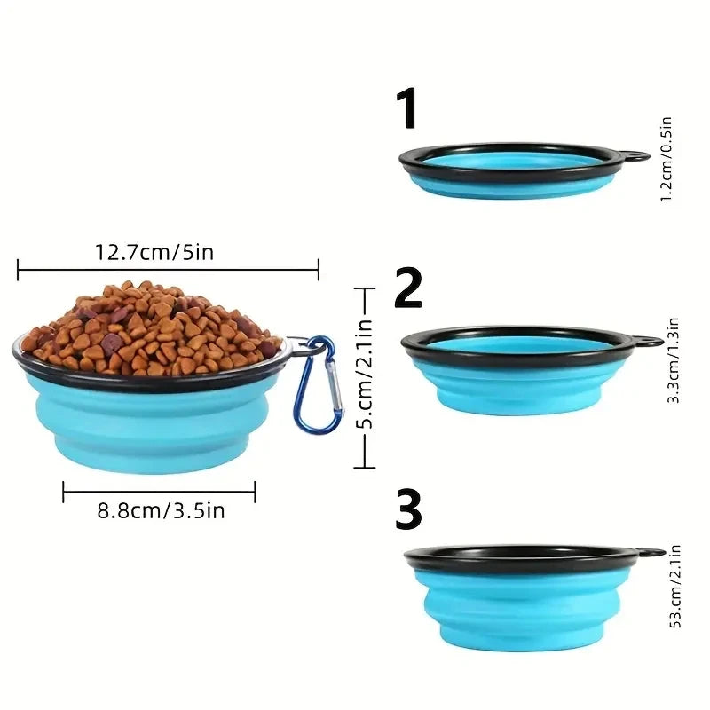 Collapsible Travel Dog Bowls with Lids - 2 Pack Portable Food & Water Dishes