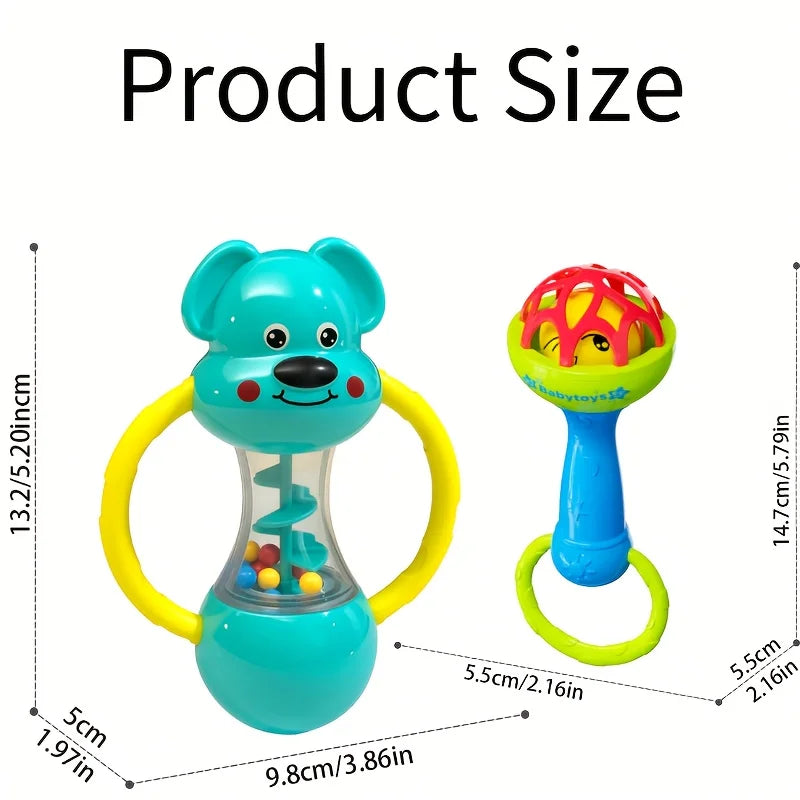 Baby Rattles Toys 0 -12 Months Newborn Sensory Grasp Toys Hand Bell Activity Game Cute Animal Rattles for Infants Games Gifts - PULSE MART
