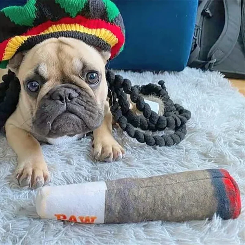 Funny Cigar Plush Dog Toy - Interactive Squeaky Birthday Gift