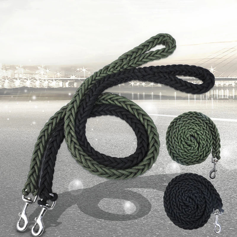 Heavy Puller Braided Dog Leash - Durable Nylon Rope Training Lead