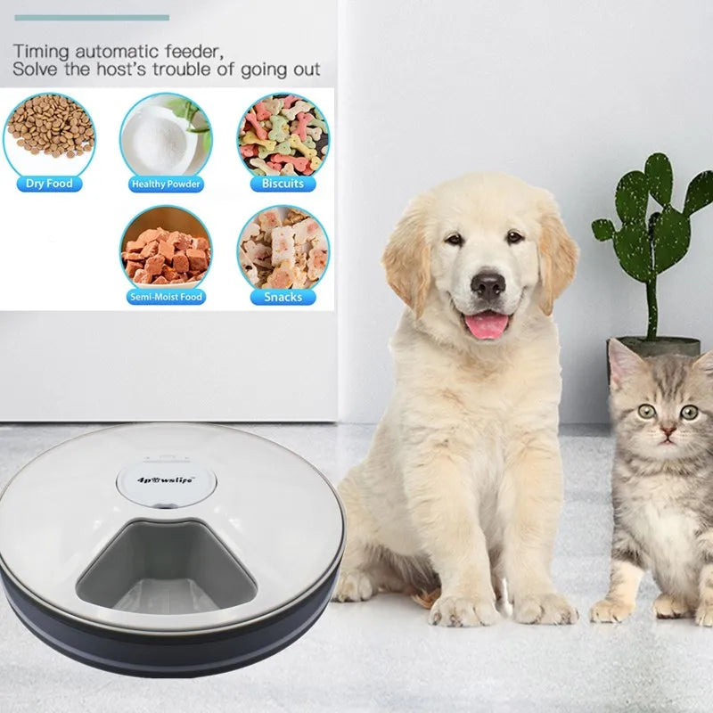 Automatic Pet Feeder with Timer – 6 Meal Dispenser for Cats & Dogs
